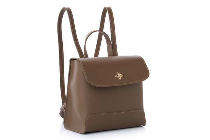 Lucky Bees Marilyn Dark Mink Mochila de Cuero de Polivinilo Negro Elegante y Funcional